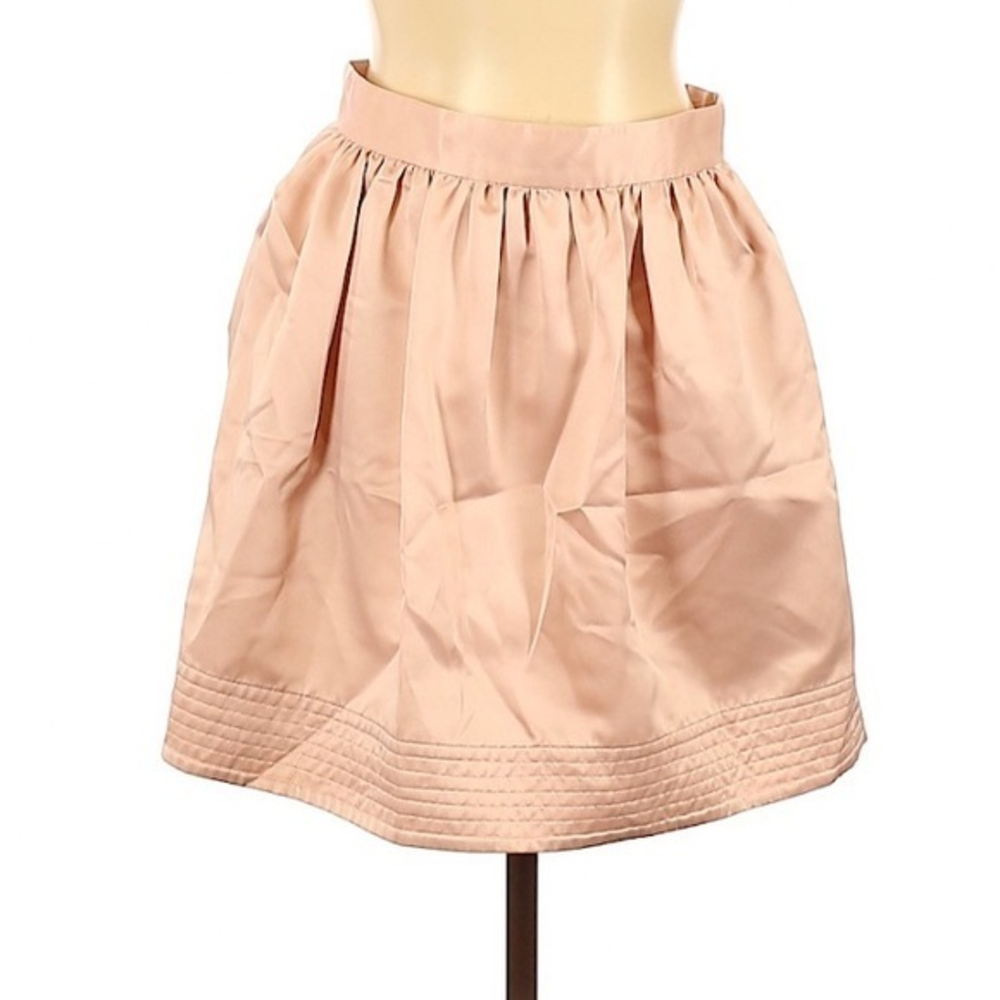 Quillaree 12 champaign peach‎ pink satin mini A line retro poof fairy core skirt